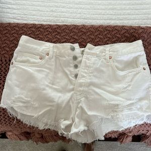 We the free white denim high waisted shorts